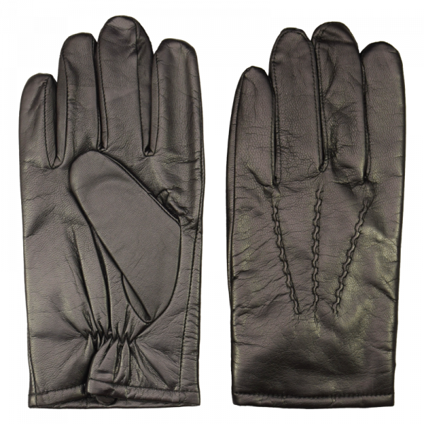 Men's Lined Black Gloves - LARGE-0